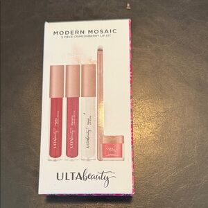 Ulta Beauty Modern Mosaic 5-Piece Lip Kit - Pink, Red, Clear NWT